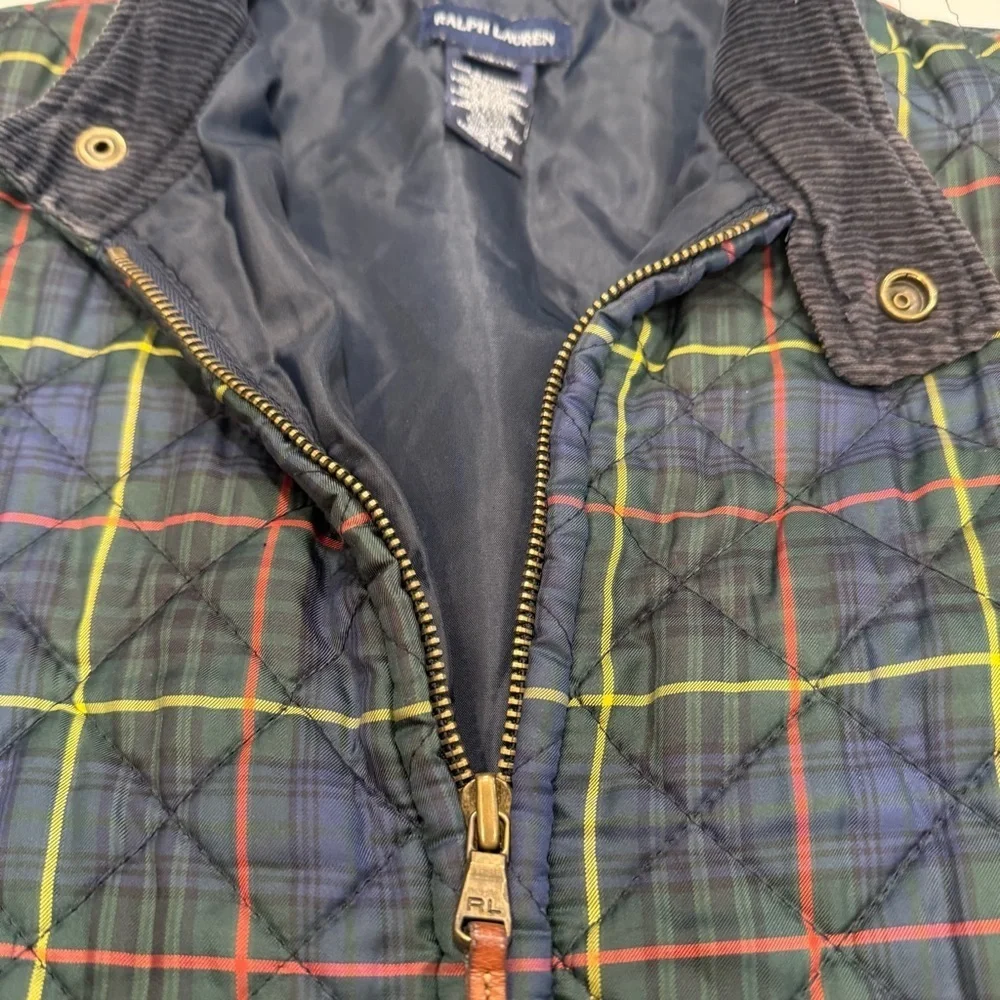 Ralph Lauren Jacket Youth Size L (12-14) Full Zip Tartan Plaid Quilted EUC RARE